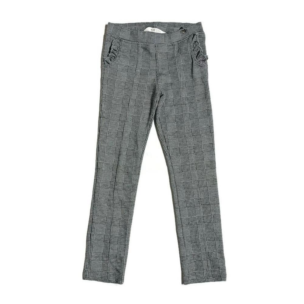H&m girls 6Y plaid ruffled pockets leggings